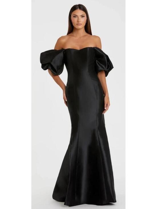 Mac Duggal Dresses & Skirts - New Mac Duggal Sweetheart Off The Shoulder Puff Sleeve Gown In Black Sz 8 $498